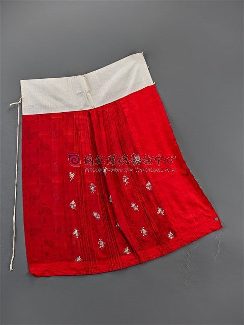 紅地盤金彩繡牡丹紋馬面裙-物件圖片#5