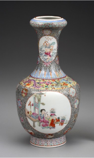 Pastel Vase with Figure