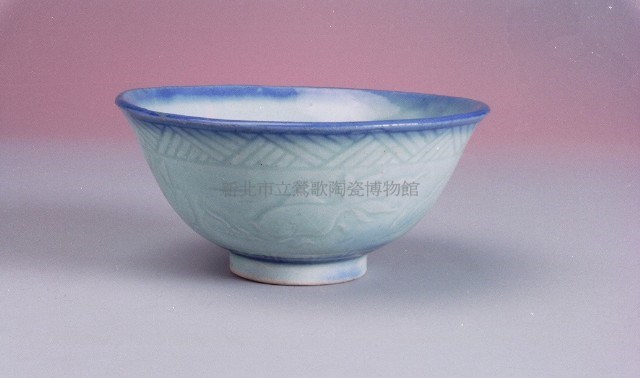 Light Blue Bowl with Goldfish Pattern