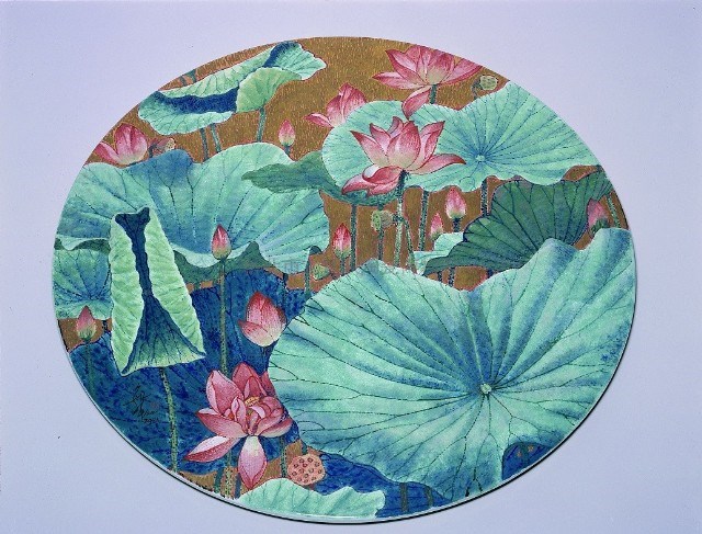 Porcelain Board with Golden Lotus Design