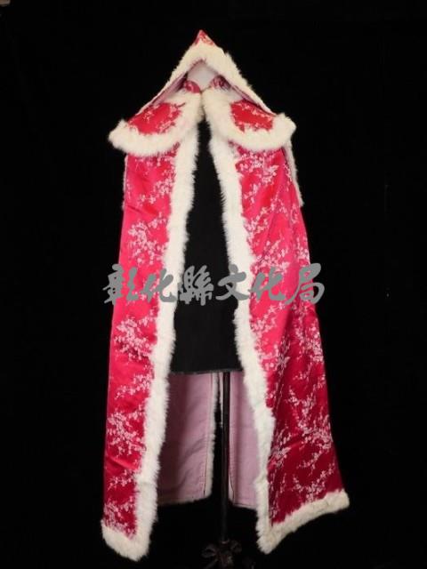冬用披風（紅色、鑲兔毛）藏品圖，第1張