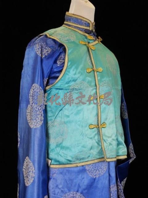 長袍馬掛（藍色、綠白色壽字圖背心）藏品圖，第2張