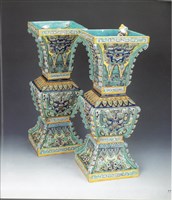 內填琺瑯獸面紋方觚(二件)藏品圖，第1張