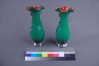 綠色紅裡牡丹花瓶藏品圖，第4張