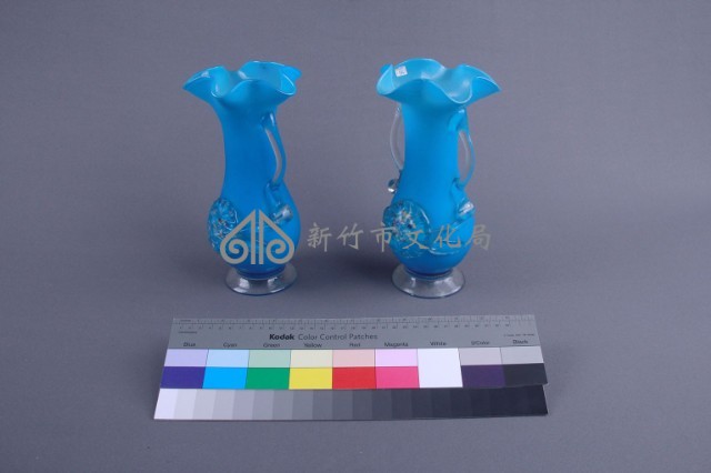 藍色牡丹花瓶（一對）藏品圖，第3張