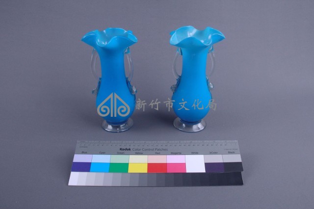 藍色牡丹花瓶（一對）藏品圖，第4張
