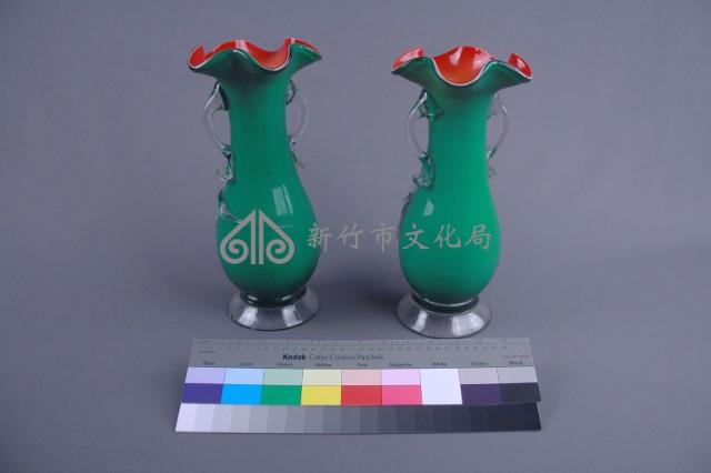 綠色紅裡牡丹花瓶藏品圖，第4張