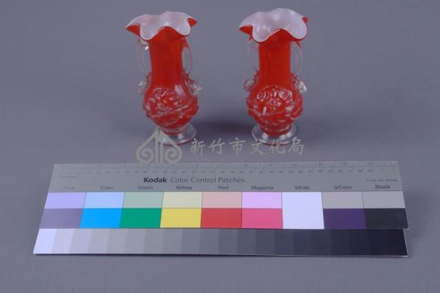 紅色牡丹花瓶（一對）藏品圖，第2張