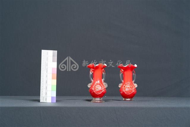 紅色牡丹花瓶（一對）藏品圖，第5張