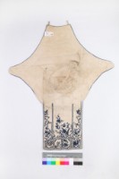 白棉地藍線繡花鳥拐子龍紋肚兜藏品圖，第2張