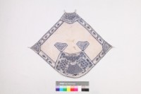 白棉地藍線繡幾何紋肚兜藏品圖，第1張