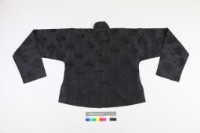 黑絲地花卉紋提花對襟馬褂藏品圖，第1張