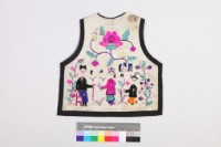 白緞地彩繡人物花卉紋背心藏品圖，第1張