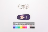 藍紫地提花布彩繡花卉紋眼鏡套一組藏品圖，第2張