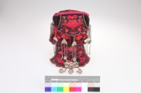 黑棉地彩繡花蝶紋八仙元狀童帽藏品圖，第2張