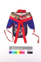 寶藍緞地刺繡虎頭幼童風帽藏品圖，第2張