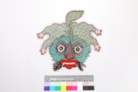 綠緞地虎形繡片藏品圖，第1張