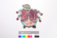 綠緞地虎形繡片藏品圖，第2張