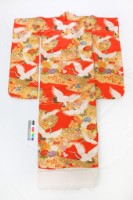 橘紅地織錦鶴紋和服藏品圖，第2張