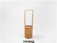 竹籐六角編圓形掛花籃藏品圖，第2張
