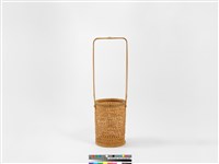 竹籐六角編圓形掛花籃藏品圖，第3張