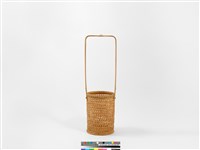 竹籐六角編圓形掛花籃藏品圖，第5張