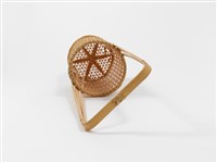 竹籐六角編圓形掛花籃藏品圖，第7張