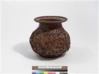竹籐斜紋編蝶繞折沿圓形花器藏品圖，第4張