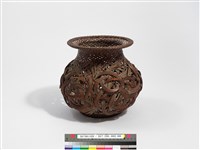 竹籐斜紋編蝶繞折沿圓形花器藏品圖，第5張