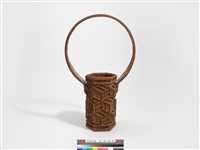 竹籐雙連環編六角形掛花籃藏品圖，第3張