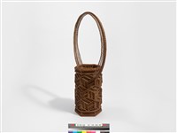 竹籐雙連環編六角形掛花籃藏品圖，第6張