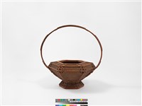 竹籐銅錢勾紋六角形掛花籃藏品圖，第5張