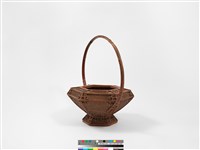 竹籐銅錢勾紋六角形掛花籃藏品圖，第6張