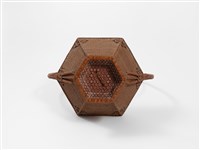 竹籐銅錢勾紋六角形掛花籃藏品圖，第8張