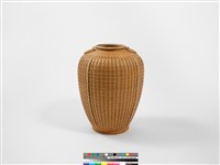 竹籐平編橄欖形花器藏品圖，第3張