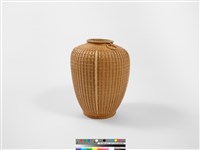 竹籐平編橄欖形花器藏品圖，第6張