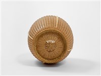 竹籐平編橄欖形花器藏品圖，第8張