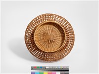 竹籐編格紋圓形掛花籃藏品圖，第8張
