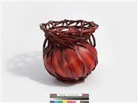 竹編十片斜紋圓形花器藏品圖，第2張