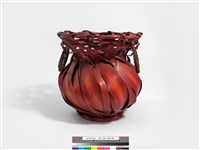 竹編十片斜紋圓形花器藏品圖，第3張