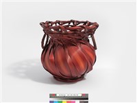 竹編十片斜紋圓形花器藏品圖，第5張