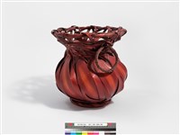 竹編十片斜紋圓形花器藏品圖，第6張