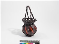 竹編八片斜紋圓形掛花籃 藏品圖，第4張