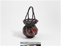 竹編八片斜紋圓形掛花籃 藏品圖，第6張