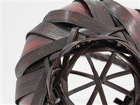 竹編八片斜紋圓形掛花籃 藏品圖，第9張