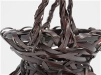 竹編八片斜紋圓形掛花籃 藏品圖，第10張