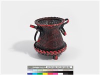 竹編斜紋三足燈台形花器 藏品圖，第2張