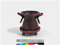 竹編斜紋三足燈台形花器 藏品圖，第5張