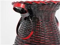 竹編斜紋三足燈台形花器 藏品圖，第10張