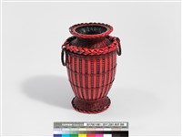 竹編方格紋高花瓶藏品圖，第2張